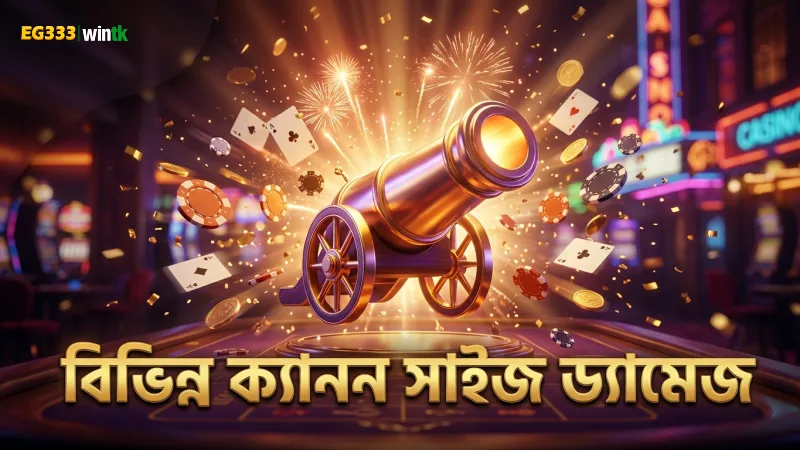বম্বিং ফিশিং গেমে বিভিন্ন ক্যানন সাইজের ড্যামেজ তুলনা করে দেখা হয়েছে।